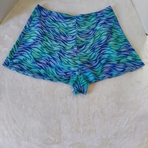 Vintage Jantzen Blue Green Wavy Pattern Two Piece Scalloped Hem Swimsuit - Picture 3 of 14